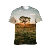 yanfind Adult Full Print T-shirts (men And Women) Atmosphere Botany Bovine Cattle Chordate Cloudy Colorful Space Countryside Cow Eat