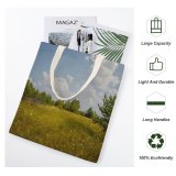 yanfind Great Martin Canvas Tote Bag Double Field Grassland Outdoors Countryside Farm Rural Meadow Plant Tree Sky Public Domain white-style1 38×41cm