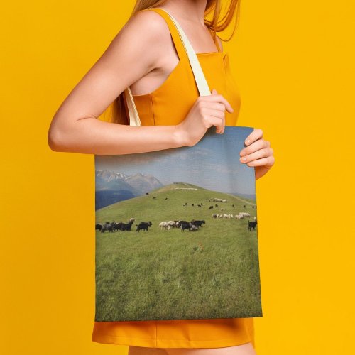yanfind Great Martin Canvas Tote Bag Double Cattle Cow Field Outdoors Grassland Countryside Farm Rural Pasture Meadow Ranch Grazing white-style1 38×41cm