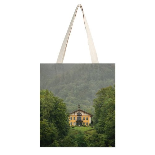 yanfind Great Martin Canvas Tote Bag Double Building Cottage Housing Outdoors Countryside Rural Plant Tree Villa Abies Fir Vegetation white-style1 38×41cm