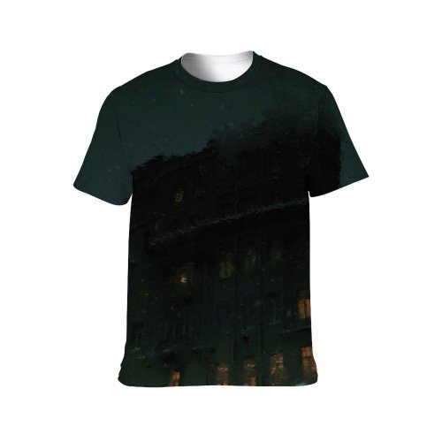 yanfind Adult Full Print T-shirts (men And Women) Aged Architecture Building City Construction Space Dark District Dusk Dwell Evening Exterior