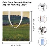 yanfind Great Martin Canvas Tote Bag Double Field Grassland Outdoors Countryside Farm Rural Meadow Building Pasture Ranch Housing Grazing white-style1 38×41cm