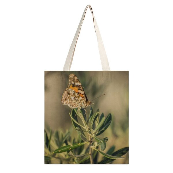 yanfind Great Martin Canvas Tote Bag Double Butterfly Insect Invertebrate Apiaceae Flora Flower Plant Dill Seasoning Conifer Tree white-style1 38×41cm