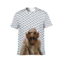 yanfind Adult Full Print T-shirts (men And Women) Adorable Cute Fence Fur Macaque Monkey Net Primate Web Wildlife
