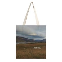 yanfind Great Martin Canvas Tote Bag Double Field Grassland Outdoors Grey Countryside Farm Pasture Rural Meadow Ranch Sheep Grazing white-style1 38×41cm