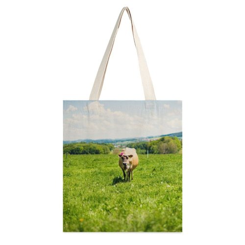 yanfind Great Martin Canvas Tote Bag Double Cow Cattle Field Grassland Outdoors Countryside Farm Rural Meadow Pasture Grazing Ranch white-style1 38×41cm