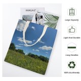 yanfind Great Martin Canvas Tote Bag Double Field Grassland Outdoors Countryside Farm Meadow Rural Wilmington United States Azure Sky white-style1 38×41cm