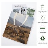 yanfind Great Martin Canvas Tote Bag Double Cattle Cow Outdoors Field Grassland Countryside Farm Rural Pasture Meadow Ranch Grazing white-style1 38×41cm