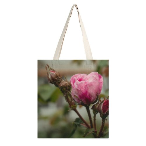 yanfind Great Martin Canvas Tote Bag Double Plant Flower Rose Geranium Bud Sprout Insect Hornet Andrena Bee white-style1 38×41cm