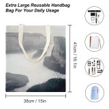 yanfind Great Martin Canvas Tote Bag Double Cliff Outdoors Promontory Santa Cruz United States River Scenery Ocean Sea Waterfall white-style1 38×41cm