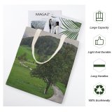 yanfind Great Martin Canvas Tote Bag Double Field Outdoors Grass Plant Grassland Course Tree Countryside Country Winding Road white-style1 38×41cm
