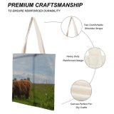 yanfind Great Martin Canvas Tote Bag Double Cow Cattle Field Grassland Outdoors Bull Countryside Farm Rural Meadow Pasture Ranch white-style1 38×41cm