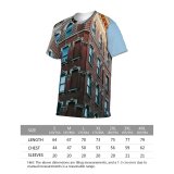 yanfind Adult Full Print T-shirts (men And Women) Accommodation Apartment Architecture Sky Brick Wall Building City Classic Cloudless Construction