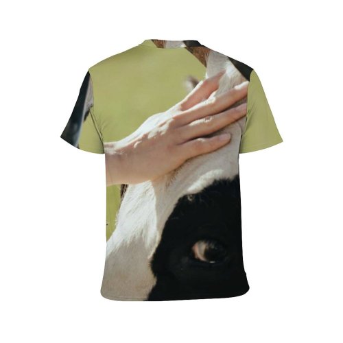 yanfind Adult Full Print T-shirts (men And Women) Agriculture Caress Cattle Cow Dairy Farm Farmland Field Horns Lawn Meadow Outdoors