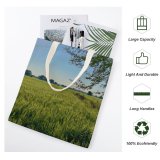 yanfind Great Martin Canvas Tote Bag Double Field Grassland Outdoors Plant Vegetation Countryside India Paddy Ray Light Indian Farmer white-style1 38×41cm