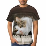 yanfind Adult Full Print T-shirts (men And Women) Adorable Attentive Blurred Calm Carnivore Cat Charming Comfort Concentrate Cute Enjoy