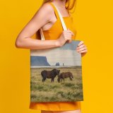 yanfind Great Martin Canvas Tote Bag Double Field Grassland Outdoors Horse Countryside Farm Rural Pasture Meadow Ranch Grazing Savanna white-style1 38×41cm