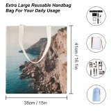 yanfind Great Martin Canvas Tote Bag Double Cliff Promontory Outdoors Greece Sea Ocean Landscape Travel Vacation Seascape Seaside white-style1 38×41cm