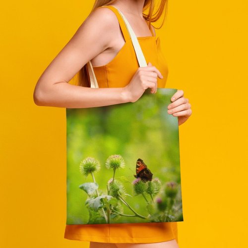 yanfind Great Martin Canvas Tote Bag Double Butterfly Bee Honey Insect Invertebrate Plant Flower Pollen white-style1 38×41cm