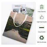 yanfind Great Martin Canvas Tote Bag Double Denmark Reflection Lake Forest Woodland Tree Landscape Outdoors Scenery Pano Cottage Roadtrip white-style1 38×41cm