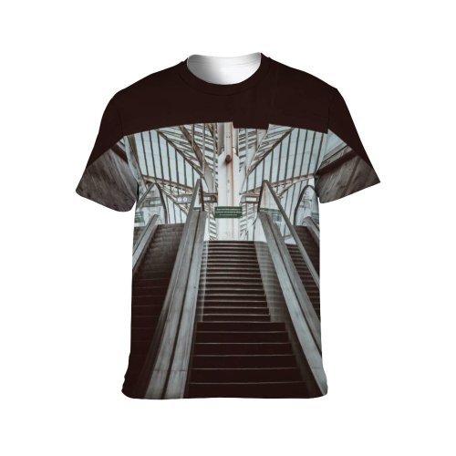 yanfind Adult Full Print T-shirts (men And Women) Aluminum Architecture Building City Construction Contemporary Daylight Design Development Entrance Escalator