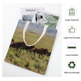 yanfind Great Martin Canvas Tote Bag Double Field Grassland Outdoors Horse Countryside Farm Rural Pasture Meadow Ranch Grazing white-style1 38×41cm