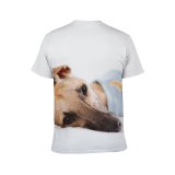 yanfind Adult Full Print T-shirts (men And Women) Adorable Portrait Bed Canidae Cute Dog Gaze Human's Friend Lazy