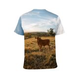 yanfind Adult Full Print T-shirts (men And Women) Agriculture Calm Cattle Cloudy Country Countryside Cow Creature Curious Dawn Ecology Farm