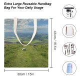 yanfind Great Martin Canvas Tote Bag Double Field Outdoors Grassland Countryside Cattle Cow Farm Rural Pasture Sheep Meadow Ranch white-style1 38×41cm