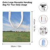 yanfind Great Martin Canvas Tote Bag Double Field Grassland Outdoors Countryside Cattle Cow Farm Rural Pasture Meadow Grass Étretat white-style1 38×41cm