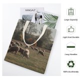 yanfind Great Martin Canvas Tote Bag Double Field Grassland Outdoors Sheep Countryside Farm Grazing Meadow Pasture Ranch Rural white-style1 38×41cm