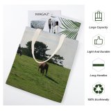 yanfind Great Martin Canvas Tote Bag Double Field Grassland Outdoors Ranch Grazing Farm Countryside Pasture Rural Meadow Horse Creative white-style1 38×41cm