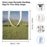 yanfind Great Martin Canvas Tote Bag Double Cattle Cow Field Outdoors Grassland Countryside Farm Rural Pasture Meadow Ranch Grazing white-style1 38×41cm