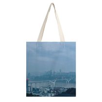 yanfind Great Martin Canvas Tote Bag Double Building City Town Urban High Rise Metropolis Landscape Outdoors Scenery 重庆市 中国 white-style1 38×41cm