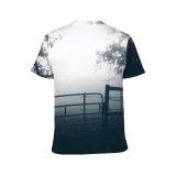 yanfind Adult Full Print T-shirts (men And Women) Aged Branch Bw Cloudy Space Countryside Evening Fence Fog Gate Gloomy Grow