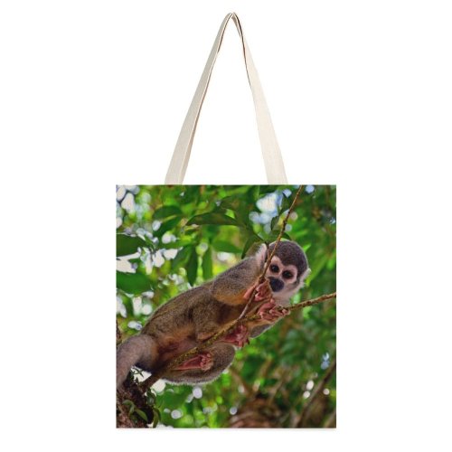 yanfind Great Martin Canvas Tote Bag Double Ecuador Monkey Coca Leaf Leaves Forest Woodland Tree Branch Jungle Portrait white-style1 38×41cm