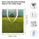 yanfind Great Martin Canvas Tote Bag Double Field Grassland Outdoors Countryside Plant Vegetation Paddy Rural Land Farm white-style1 38×41cm