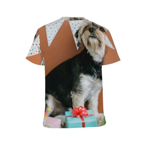 yanfind Adult Full Print T-shirts (men And Women) Adorable Portrait Birthday Party Present Canidae Celebrate Cute Dog Face