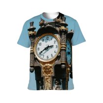 yanfind Adult Full Print T-shirts (men And Women) Aged Architecture Attract City Classic Clear Clock Cloudless Construction Space