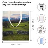 yanfind Great Martin Canvas Tote Bag Double Field Outdoors Grassland Countryside Farm Rural Meadow Cunswick Scar Uk Pasture white-style1 38×41cm