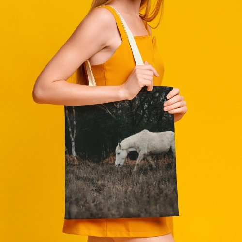 yanfind Great Martin Canvas Tote Bag Double Field Grassland Outdoors Countryside Farm Rural Grazing Meadow Pasture Ranch Sheep Horse white-style1 38×41cm