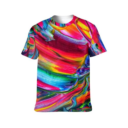 yanfind Adult Full Print T-shirts (men And Women) Abstract Design Creativity Palette Rainbow Artistic Mix Visuals Motley