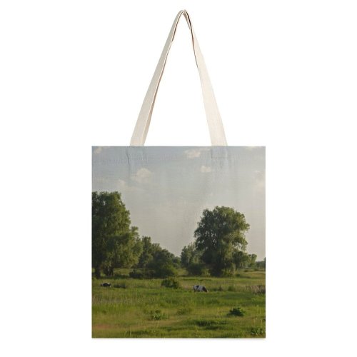 yanfind Great Martin Canvas Tote Bag Double Field Grassland Outdoors Cow Cattle Countryside Farm Rural Meadow Pasture Ranch Grazing white-style1 38×41cm