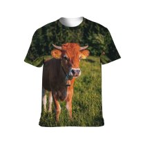 yanfind Adult Full Print T-shirts (men And Women) Agriculture Bell Calf Cattle Countryside Cow Dairy Daylight Farm Farmland Field Grass