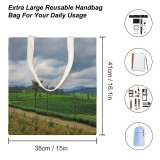 yanfind Great Martin Canvas Tote Bag Double Field Outdoors Grassland Countryside Paddy Farm Rural Tamil Nadu India Pasture white-style1 38×41cm