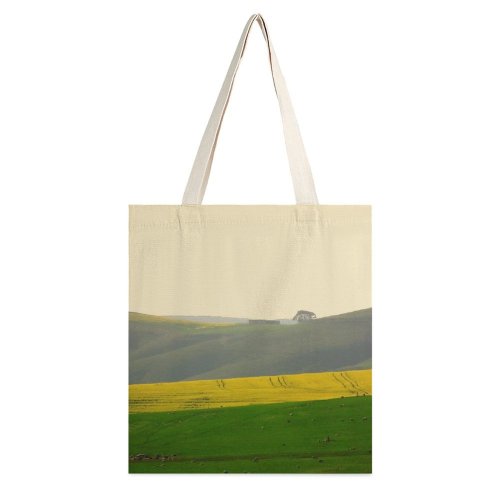 yanfind Great Martin Canvas Tote Bag Double Field Outdoors Grassland Countryside Rural Farm Meadow Land Hill Landscape white-style1 38×41cm