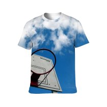 yanfind Adult Full Print T-shirts (men And Women) Achievement Basketball Court Hoop Sky Board Clouds Empty Game High Leisure Shot