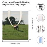 yanfind Great Martin Canvas Tote Bag Double Field Grassland Outdoors Ranch Grazing Farm Countryside Pasture Rural Meadow Horse Creative white-style1 38×41cm
