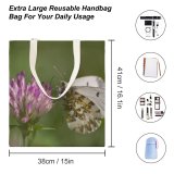 yanfind Great Martin Canvas Tote Bag Double Butterfly Insect Invertebrate Plant Bee Honey Flower Purple Photo Geranium Stock white-style1 38×41cm