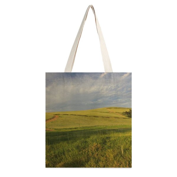 yanfind Great Martin Canvas Tote Bag Double Field Grassland Outdoors Countryside Farm Meadow Rural Grass Plant Landscape Hill Pasture white-style1 38×41cm